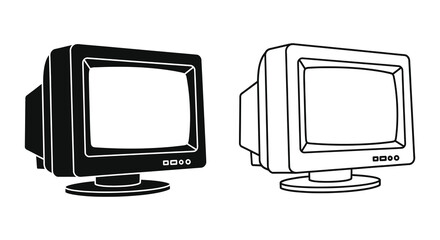 Two vintage computer monitors shown in contrasting styles a striking silhouette © MdShifulIslam