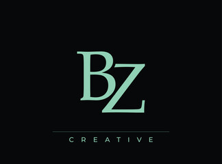 Bz creative logo design with letter b and z in green © Draw