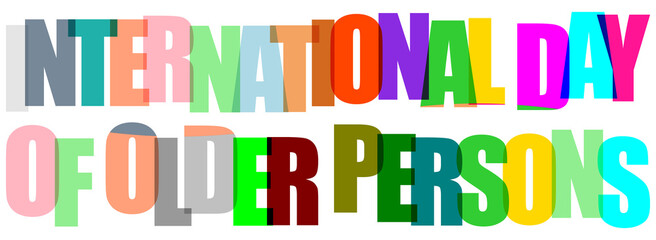 Celebration text for international day of older persons with colorful letters