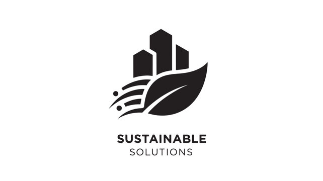A  logo featuring a stylized leaf and cityscape, representing sustainable solutions and eco-friendly urban development, on a clean white background.