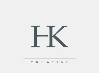 HK creative logo design template with elegant typography and simple lines
