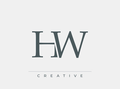 Creative logo design with hw initials and elegant typography style