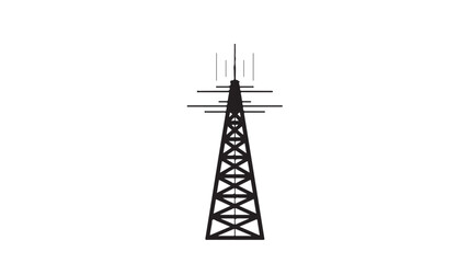 Broadcast Tower Silhouette Television and Radio Transmission Antenna Icon Communication Infrastructure Vector