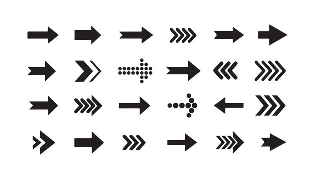 Collection of various arrow icons in different styles and directions