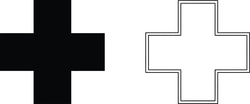 Plus sign icons isolated on transparent background, Vector