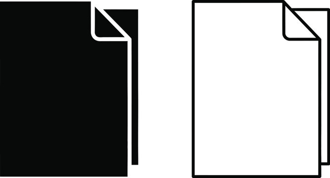 Black and white paper sheets with folded corners isolated on transparent background, Vector
