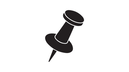 Thumbtack Icon Black Minimal Pushpin Vector for Office Organization, Bulletin Board Notes, Reminder and Planning Symbol