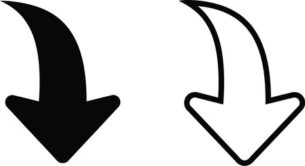 Black and white arrows pointing down isolated on transparent background, Vector © Sultan