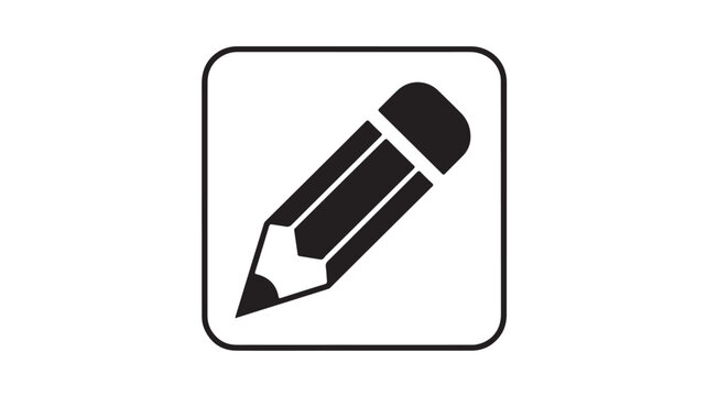 Pencil Icon in Square Button Vector for Writing, Editing, Drawing and Creative Design Applications