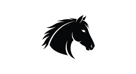 A striking black horse head is powerfully depicted in a minimalist bold silhouette high quality professional detailed modern elegant stylish clean © rabbivay