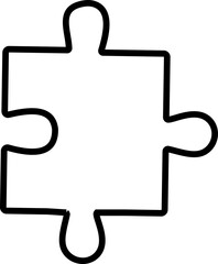 Obraz premium Black puzzle piece vector with jigsaw element icons, connection solution symbol isolated on transparent background, outline silhouette editable minimalist design
