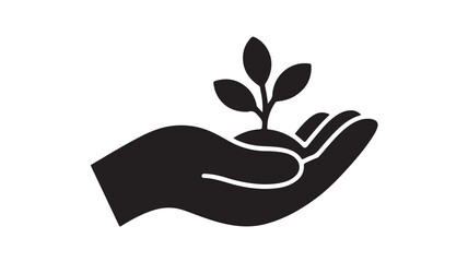 Hand Holding Plant Sprout Icon For Sustainability Branding, Environmental Campaigns, And Green Business Growth Concepts
