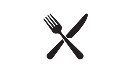 Fork And Knife Crossed Icon Black Utensil Symbol For Restaurant Branding, Food Service Menus, And Hospitality Industry Design