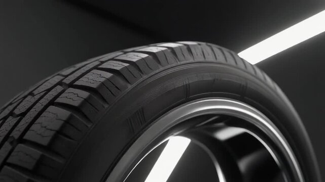 Close-up of a car tire with rim.
