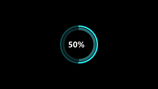 A circular progress bar with a cyan segmented ring and "30%" displayed in white text at the center, set against a black background, signifying a stage of completion in a digital process