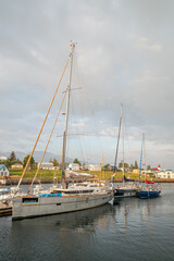 Fototapeta premium boats in the port of island of Hrisey in Iceland