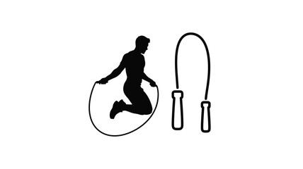 A person jumping rope in a minimalist black silhouette © MDShawon