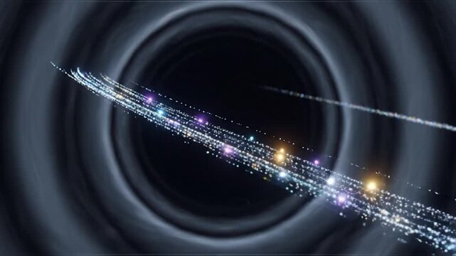 Cosmic Black Hole with Swirling Galaxy and Streaking Stars.