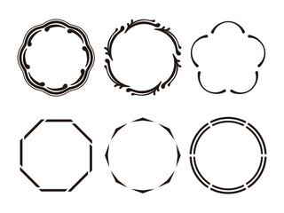 日本伝統スタイルの円形フレームコレクション 和柄装飾枠素材