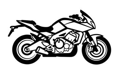 Sport Bike Motorcycle Silhouette Vector Illustration, Flat Design Style