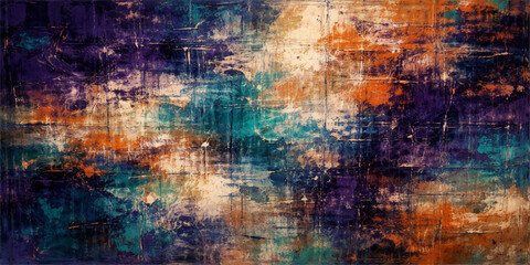 Fototapeta premium Vintage aged grunge background with a dirty textured wall pattern and rusty brown paper art design on a rough antique surface