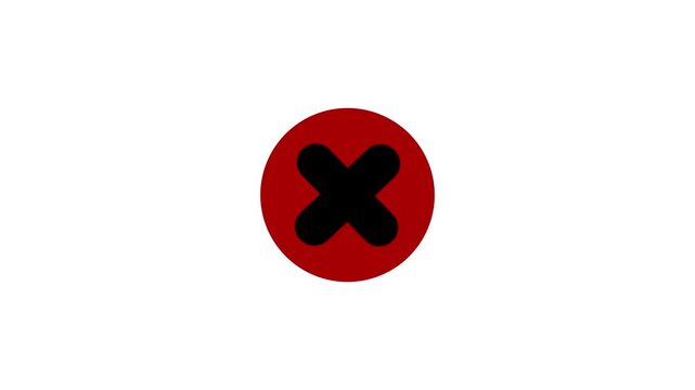 A bold black cross symbol is centrally placed within a solid red circle against a clean white background representing a prohibition or incorrect mark