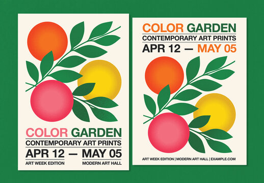 Aesthetic Floral Gallery Exhibition Poster Template Layout