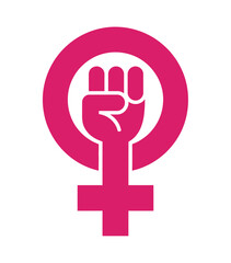 Obraz premium Feminist symbol features a raised fist within the female sign icon.