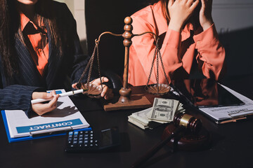 Consultation and conference of professional businesswoman and Male lawyers working and discussion...