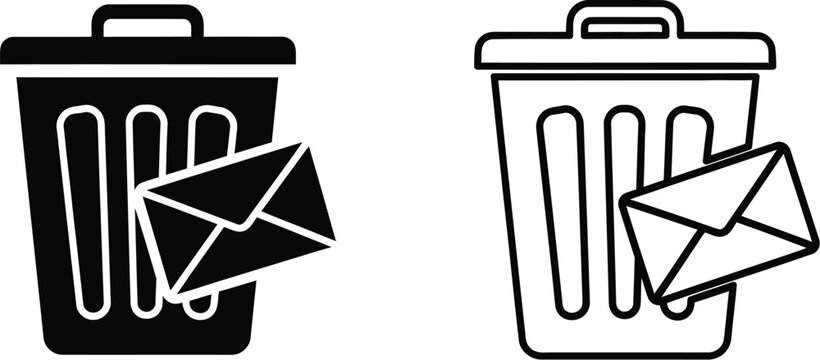 Trash can delete email icon isolated on transparent background, Vector