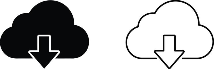 Obraz premium Cloud download icons isolated on transparent background, Vector