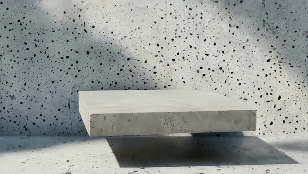 high resolution 4K 3D render of concrete textured pedestal with seamless shadow animation terrazzo pattern wall and modern aes tic perfect for architectural design and product presentation stock