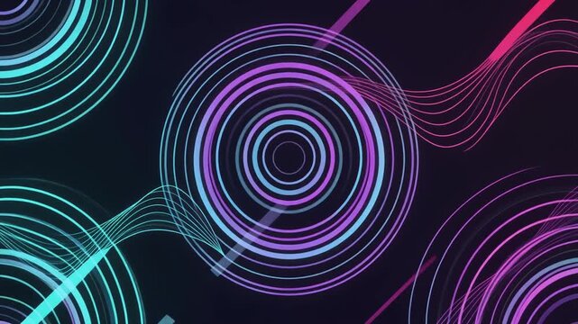 Futuristic looping seamless abstract concentric circles geometric wave lines surreal ambience cascading softly abstract cinematic loop