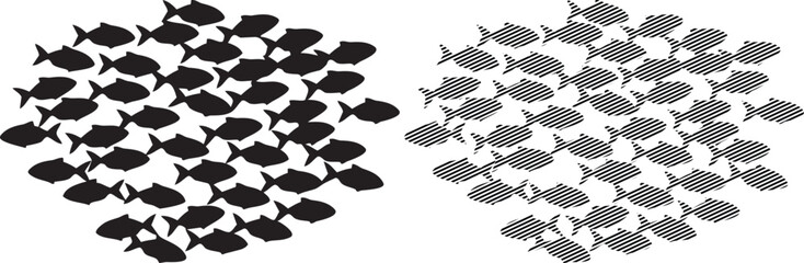 Geometric patterns of fish scales in contrasting arrangements on black background © Mahadi