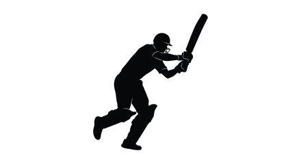 A dynamic cricket player prepares to hit a ball with power and focus captured in silhouette high quality professional detailed modern © rabbivay