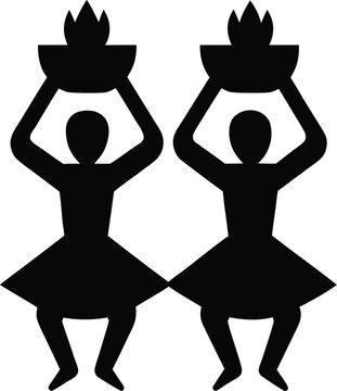 dhunuchi dance durga puja silhouette vector illustration on transparent background