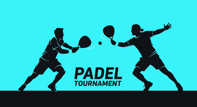 Dynamic Padel Match Silhouettes Depicting Intense Competition During Tournament Play