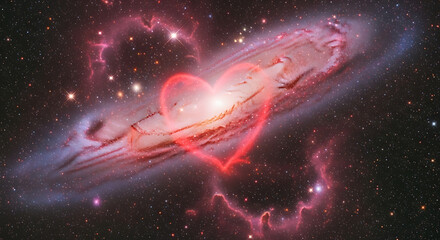 Vibrant galaxy with heart shaped nebula in deep space © designmaster03