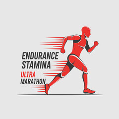 Obraz premium Dynamic Red Silhouette Demonstrates Endurance and Stamina During an Ultra Marathon Event