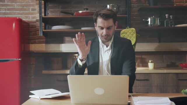 Joyful accountant with documents, Freelance accountant smiles while shredding old financial papers in cozy kitchen