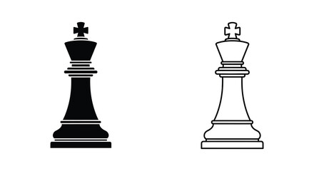 Black and white chess kings facing each other simple graphic silhouette © MdAbulBasher