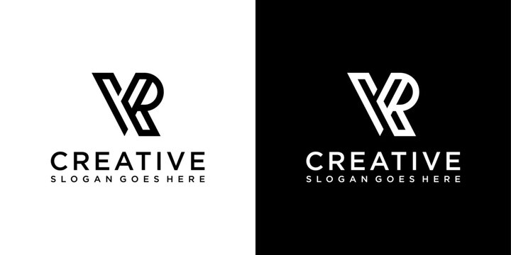 VR or RV initial letter logo design vector template