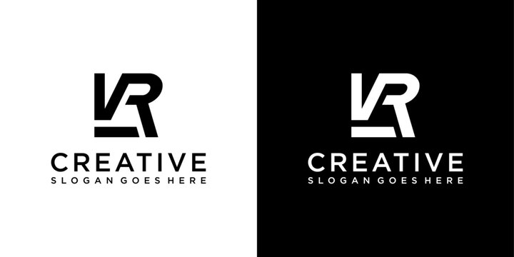 VR or RV initial letter logo design vector template