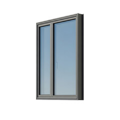 Modern double glazed sliding window frame isolated on transparent background