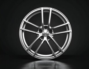 Obraz premium A shiny silver car wheel with a sleek design