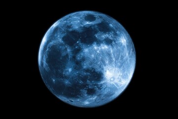 Fototapeta premium Stunning Blue Moon Illuminates Dark Night Sky with Ethereal Glow.