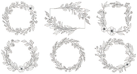 Obraz premium hand drawn floral frame png flower border png botanical frame png wedding floral border png transparent background image