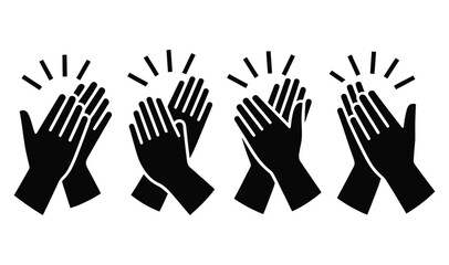 Obraz premium Four pairs of hands applaud in rhythmic.