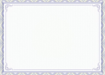 Elegant certificate border with guilloche pattern and ornate corner flourishes