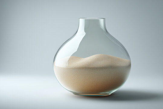 Glass Battery Shaped Vase Filled With Sand for Time Management Resource Depletion Climate Change and Energy Storage Concept